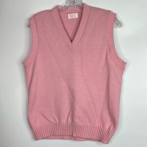 Vintage Classic Fashions Pink Vneck Sweater Vest USA M/L
